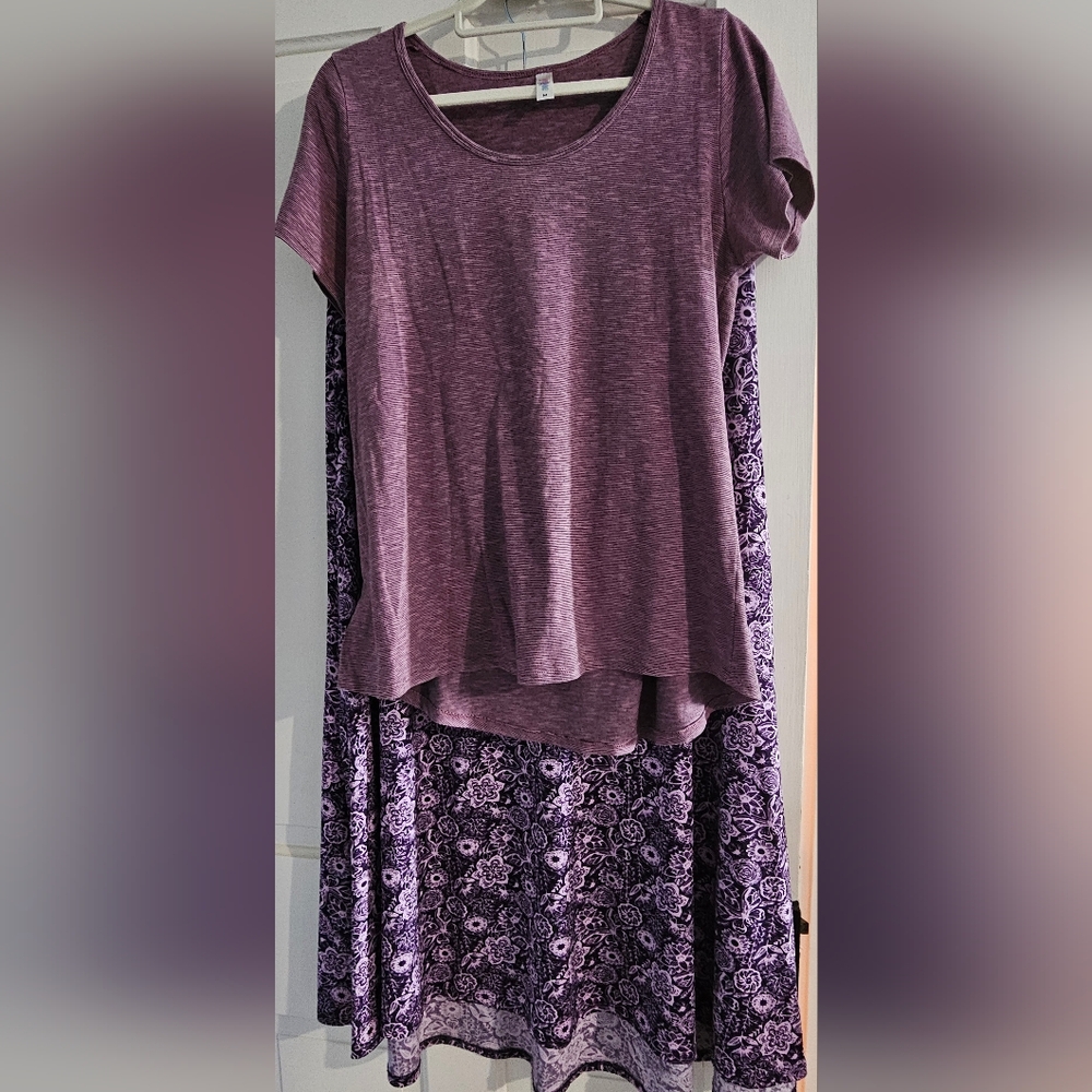 Elegant Purple Floral Women's Maxi Skirt And T Shirt